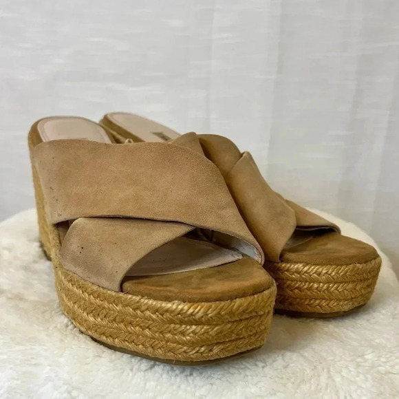 Zara Women’s Crossover Leather Wedge Sandals - Picture 4 of 11